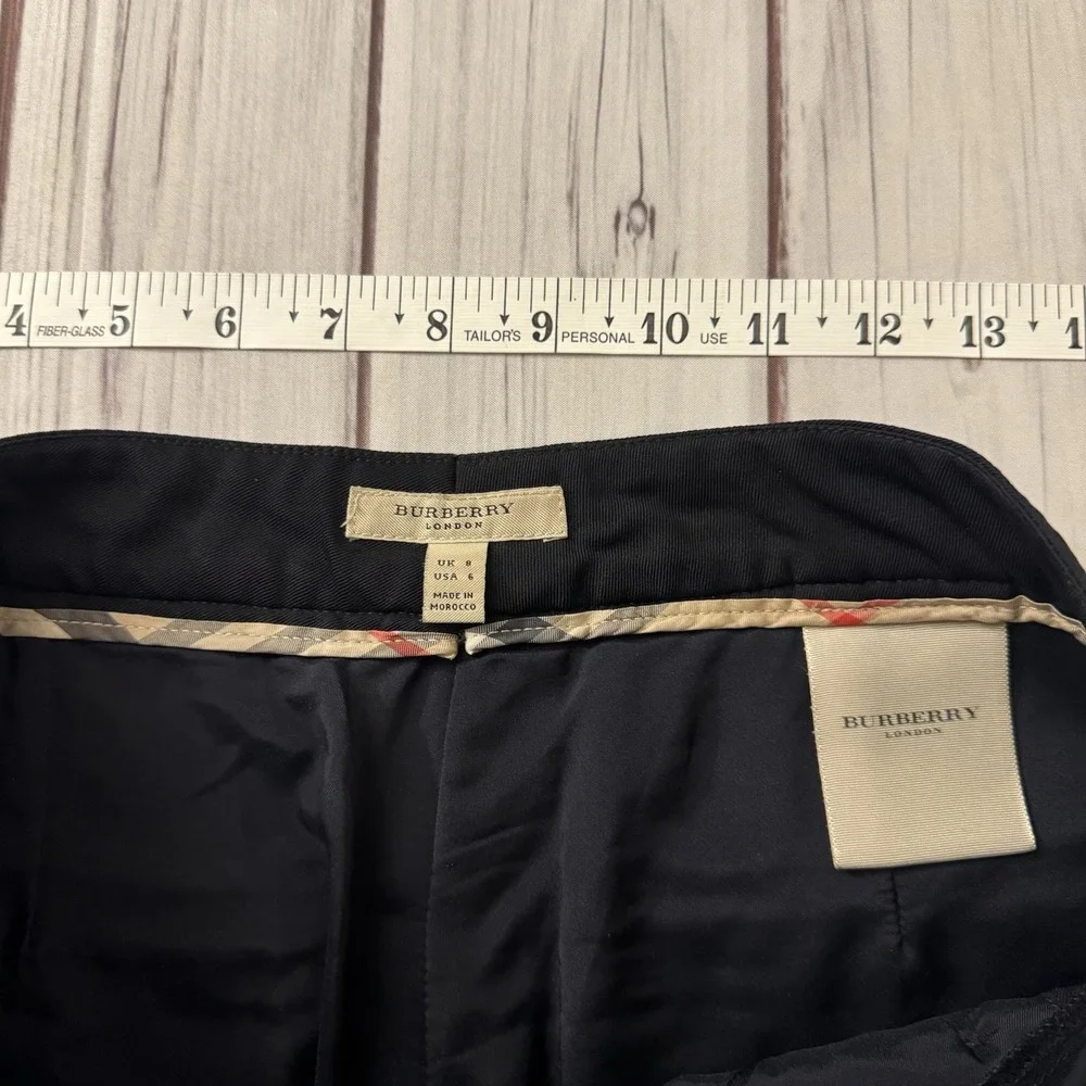 Burberry London Blue Wide Leg Pants Womens Size 6 Wool Sailor Button - Picture 7 of 12